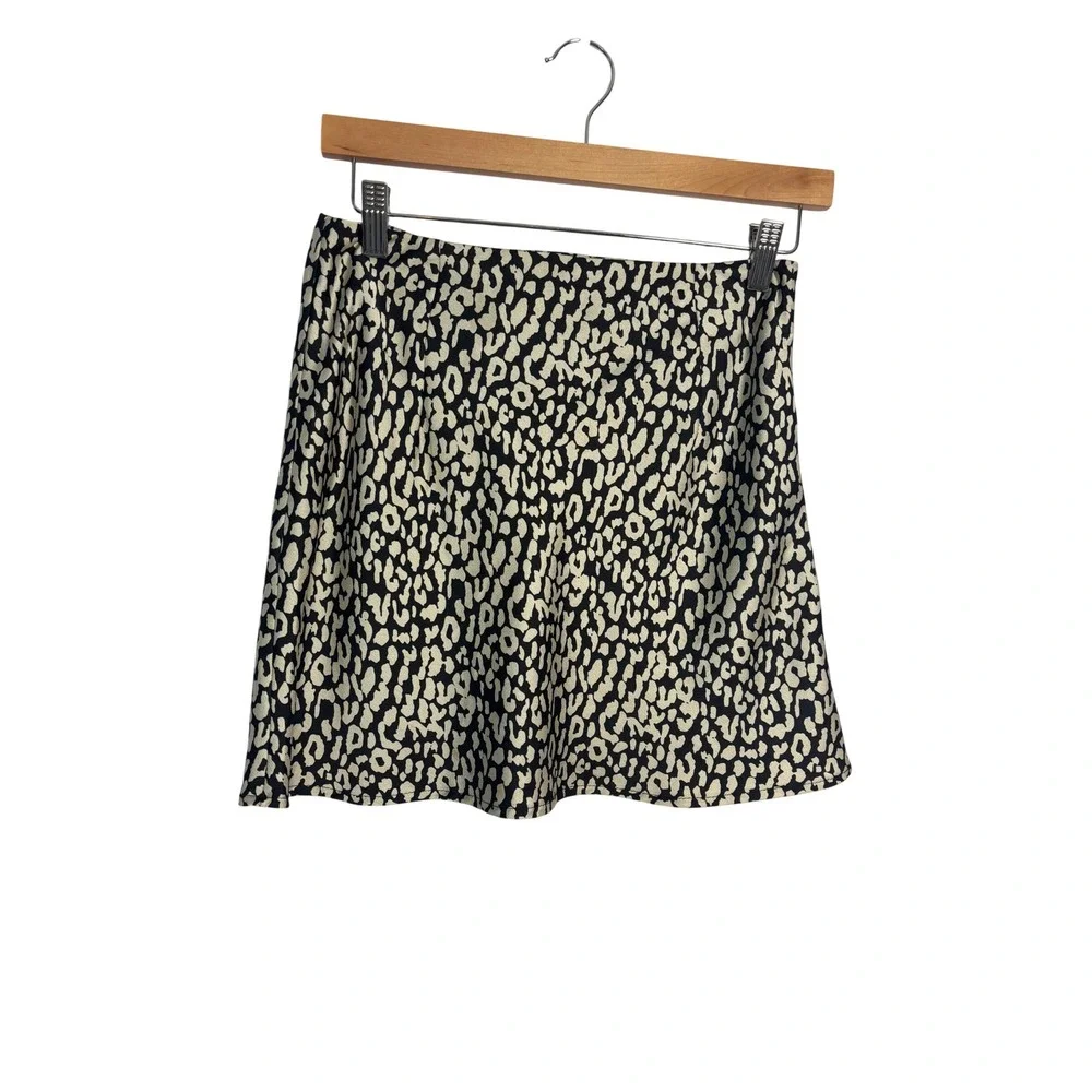Princess Polly Women Mini Skirt 4 Cream Black‎ Leopard Animal Print A-Line Chic